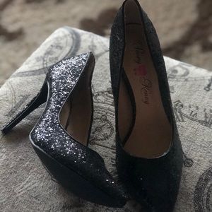Black Sparkle  Heels